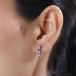 Tansanit Creolen, 925 Silber Platiniert, Ca. 1.10 Ct -Schmuck Shoplc 7082303 2