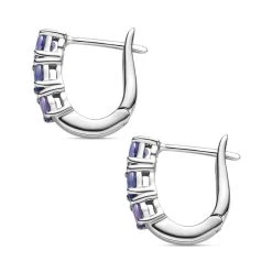 Tansanit Creolen, 925 Silber Platiniert, Ca. 1.10 Ct -Schmuck Shoplc 7082303 3