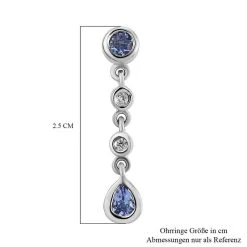 Tansanit Und Weiße Zirkon Ohrringe, 925 Silber Platiniert, Ca. 0.58 Ct -Schmuck Shoplc 7082305 5