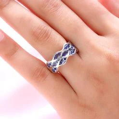 Tansanit-Ring, 925 Silber Platiniert (Größe 21.00) Ca. 2.07 Ct -Schmuck Shoplc 7082589 2