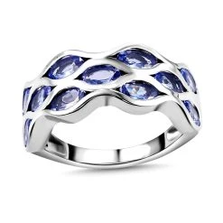 Tansanit-Ring, 925 Silber Platiniert (Größe 21.00) Ca. 2.07 Ct -Schmuck Shoplc 7082589 3