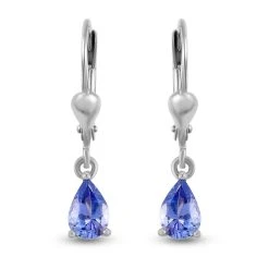 Tansanit Ohrringe, 925 Silber Platiniert Ca. 1.08 Ct