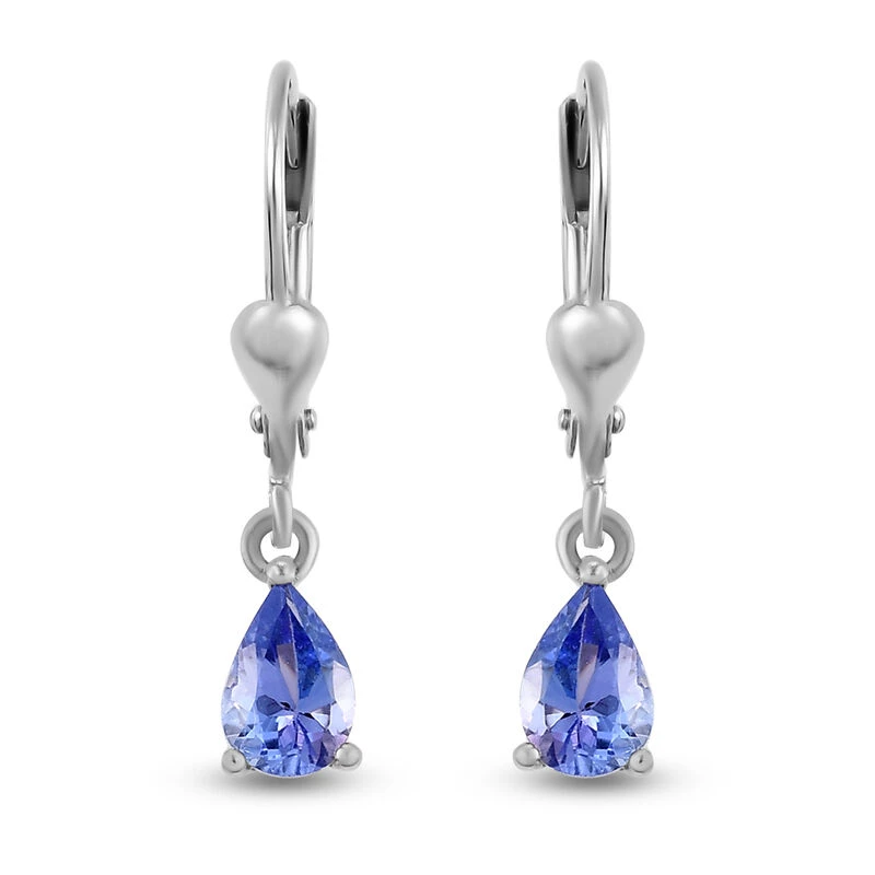 Tansanit Ohrringe, 925 Silber Platiniert Ca. 1.08 Ct 3 Tansanit Ohrringe, 925 Silber Platiniert Ca. 1.08 Ct