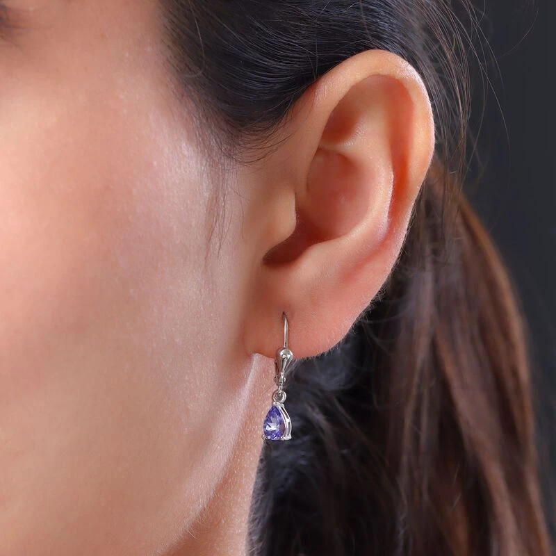 Tansanit Ohrringe, 925 Silber Platiniert Ca. 1.08 Ct 5 Tansanit Ohrringe, 925 Silber Platiniert Ca. 1.08 Ct – Bild 3