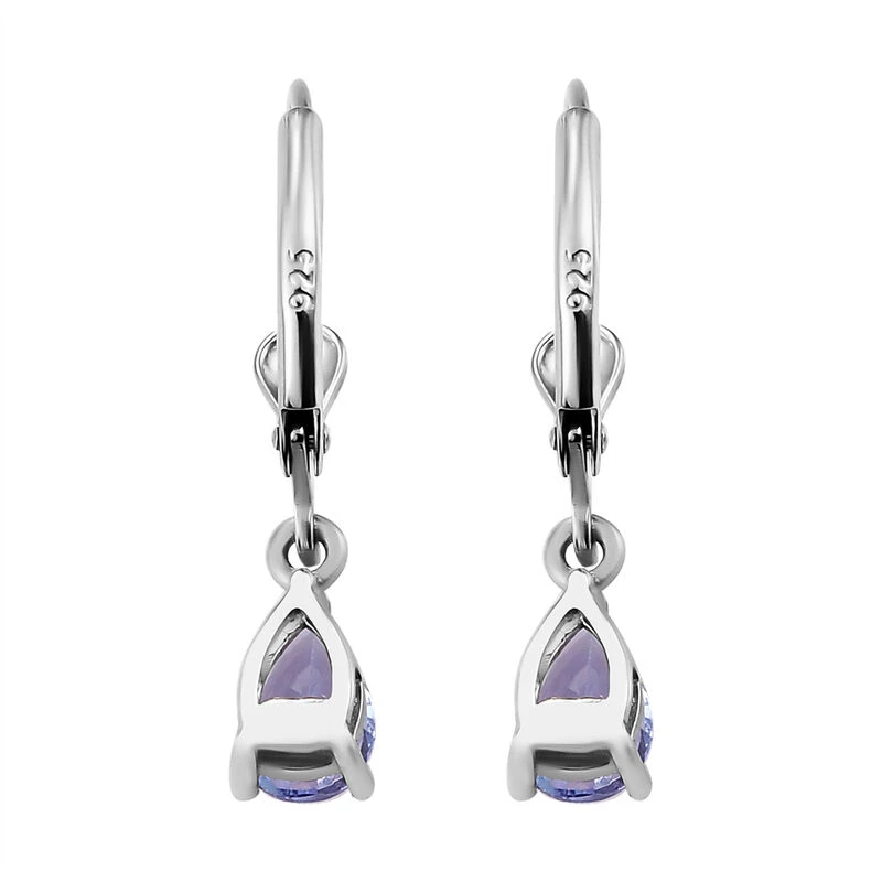 Tansanit Ohrringe, 925 Silber Platiniert Ca. 1.08 Ct 7 Tansanit Ohrringe, 925 Silber Platiniert Ca. 1.08 Ct – Bild 5