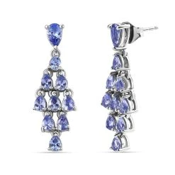 Tansanit-Ohrringe, 925 Silber Platiniert Ca. 3.21 Ct -Schmuck Shoplc 7083405 3