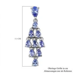 Tansanit-Ohrringe, 925 Silber Platiniert Ca. 3.21 Ct -Schmuck Shoplc 7083405 5