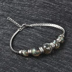 Armband, Künstlicher Opal, 19 Cm, Edelstahl In Tiefgrüner Magischer Farbe, Ca. 21,60 Ct -Schmuck Shoplc 7084600 1