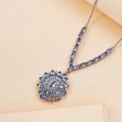 Tansanit Collier, Ca. 45 Cm, 925 Silber Platiniert Ca. 8.01 Ct -Schmuck Shoplc 7126747 2