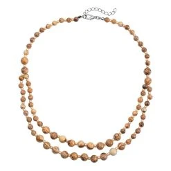 Bild Jaspis Und Glas Halskette, Ca. 45 Cm, Ca. 157.50 Ct