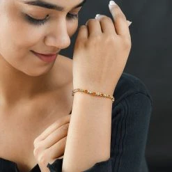 Salamanca Feueropal Und Weißes Zirkon-Armband, Ca. 20 Cm, 925 Silber Vergoldet, Ca. 4,00 Ct -Schmuck Shoplc 7130050 2