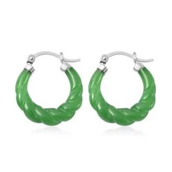 Grüne Jade Ohrringe 925 Silber Rhodiniert Ca. 18.50 Ct -Schmuck Shoplc 7130773 3