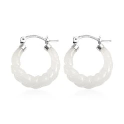 Weiße Jade Ohrringe 925 Silber Rhodiniert Ca. 18.50 Ct -Schmuck Shoplc 7130777 3