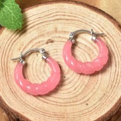 Rosa Jade Ohrringe 925 Silber Rhodiniert Ca. 18.50 Ct -Schmuck Shoplc 7130794 1