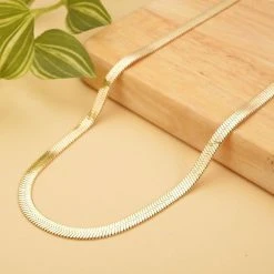 Seidige Fischgräten-Gliederkette, Ca. 45 Cm, Reiner Edelstahl Goldfarben Ca. 20,20g -Schmuck Shoplc 7132804 1