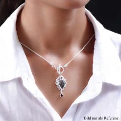 Handgearbeitete, Natürliche Yooperlith Und Rhodolith Granat-Halskette, Ca. 45 Cm, 925 Silber Ca. 5,99 Ct -Schmuck Shoplc 7133339 1