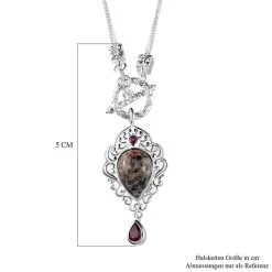 Handgearbeitete, Natürliche Yooperlith Und Rhodolith Granat-Halskette, Ca. 45 Cm, 925 Silber Ca. 5,99 Ct -Schmuck Shoplc 7133339 5
