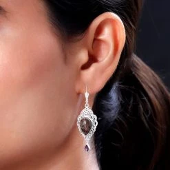 Handgearbeitete, Natürliche Yooperlith Und Rhodolith Granat-Ohrringe, 925 Silber Ca. 6,74 Ct -Schmuck Shoplc 7133342 2