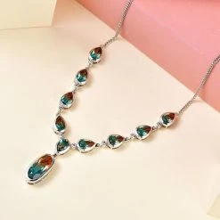Aqua Terra Costa Quarz Halskette, Ca. 45 Cm, 925 Silber Platiniert Ca. 30.06 Ct -Schmuck Shoplc 7134501 2