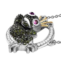 GP Trionfo Kollektion - Rhodolith Granat, Natürliche Chromdiopsid Und Weiße Zirkon Halskette, Ca. 45 Cm, 925 Silber, Platiniert Ca. 2.14 Ct -Schmuck Shoplc 7138881 3