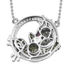 GP Trionfo Kollektion - Rhodolith Granat, Natürliche Chromdiopsid Und Weiße Zirkon Halskette, Ca. 45 Cm, 925 Silber, Platiniert Ca. 2.14 Ct -Schmuck Shoplc 7138881 4