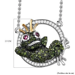 GP Trionfo Kollektion - Rhodolith Granat, Natürliche Chromdiopsid Und Weiße Zirkon Halskette, Ca. 45 Cm, 925 Silber, Platiniert Ca. 2.14 Ct -Schmuck Shoplc 7138881 6