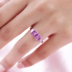 Ilakaka Rosa Saphir (Fissure Gefüllt) Und Weißer Diamant-Ring, 925 Silber Platiniert (Größe 19.00) Ca. 2.38 Ct -Schmuck Shoplc 7140874 2