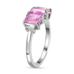 Ilakaka Rosa Saphir (Fissure Gefüllt) Und Weißer Diamant-Ring, 925 Silber Platiniert (Größe 19.00) Ca. 2.38 Ct -Schmuck Shoplc 7140874 4