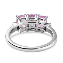 Ilakaka Rosa Saphir (Fissure Gefüllt) Und Weißer Diamant-Ring, 925 Silber Platiniert (Größe 19.00) Ca. 2.38 Ct -Schmuck Shoplc 7140874 5
