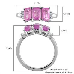 Ilakaka Rosa Saphir (Fissure Gefüllt) Und Weißer Diamant-Ring, 925 Silber Platiniert (Größe 19.00) Ca. 2.38 Ct -Schmuck Shoplc 7140874 6