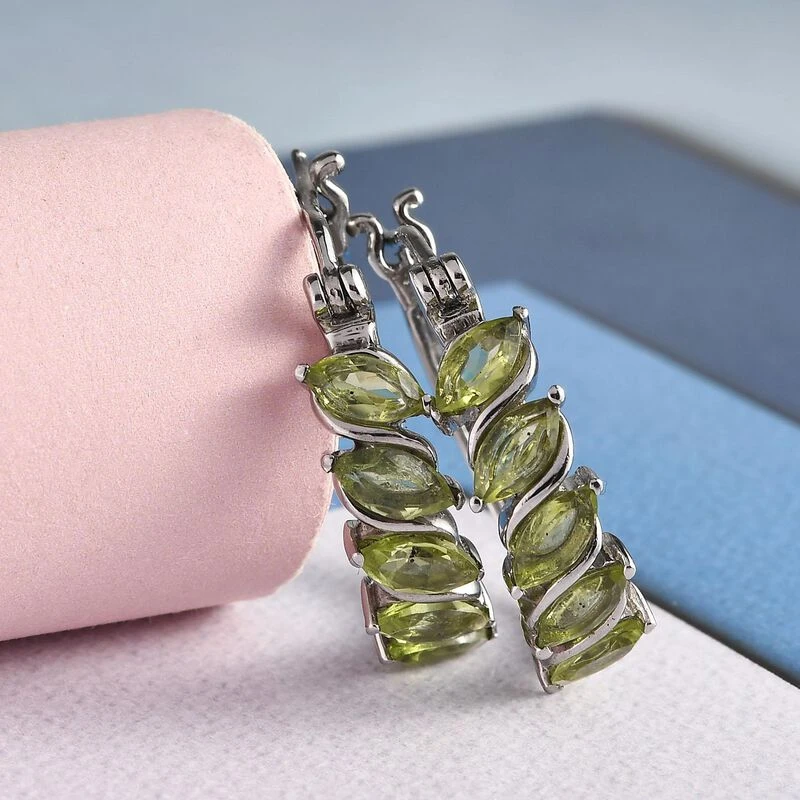 Natürliche Peridot Creolen, Edelstahl Ca. 2.58 Ct 4 Natürliche Peridot Creolen, Edelstahl Ca. 2.58 Ct – Bild 2