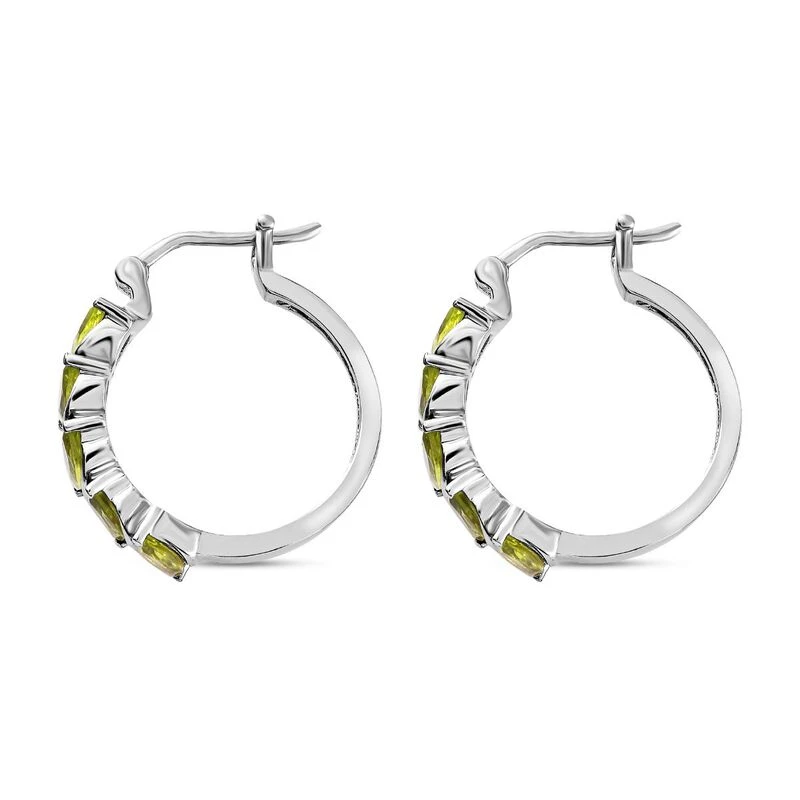 Natürliche Peridot Creolen, Edelstahl Ca. 2.58 Ct 6 Natürliche Peridot Creolen, Edelstahl Ca. 2.58 Ct – Bild 4