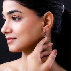 Rosa Turmalin Creolen, 925 Silber Platiniert Ca. 3.15 Ct -Schmuck Shoplc 7141022 2