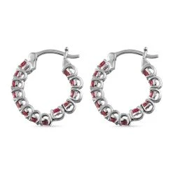 Rosa Turmalin Creolen, 925 Silber Platiniert Ca. 3.15 Ct -Schmuck Shoplc 7141022 3