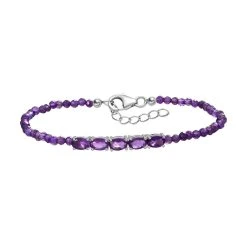 Afrikanisches Amethyst Armband, Ca. 19 Cm, 925 Silber, Ca. 11.72 Ct