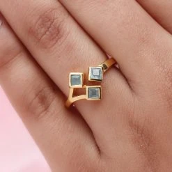 Blaugrüner Grandidierit-Ring, 925 Silber Vergoldet (Größe 16.00) Ca. 0.50 Ct -Schmuck Shoplc 7146949 2