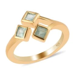 Blaugrüner Grandidierit-Ring, 925 Silber Vergoldet (Größe 16.00) Ca. 0.50 Ct -Schmuck Shoplc 7146949 3