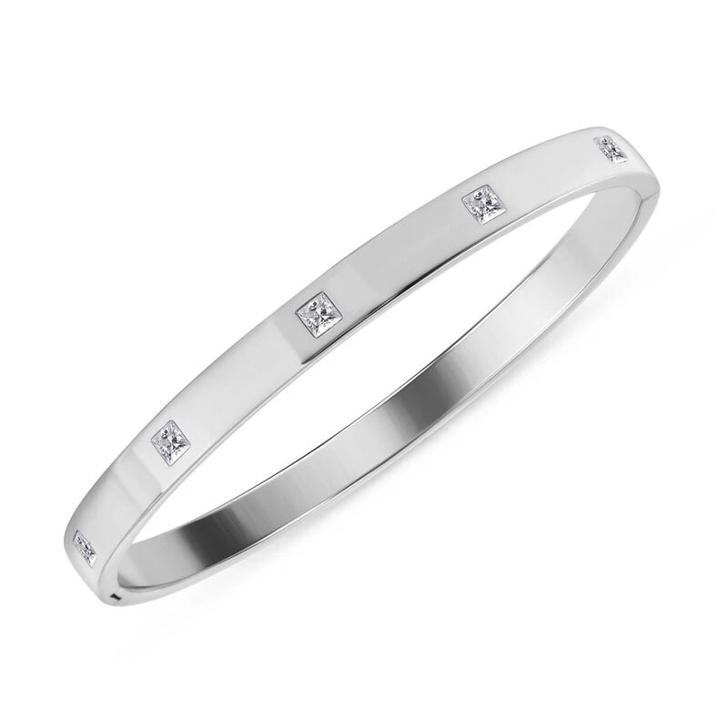 Weißer Kristall Armreif, Ca. 19 Cm Reiner Edelstahl 6 Weißer Kristall Armreif, Ca. 19 Cm Reiner Edelstahl – Bild 4