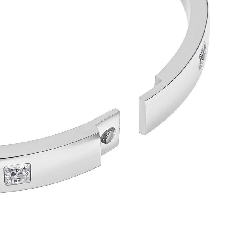 Weißer Kristall Armreif, Ca. 19 Cm Reiner Edelstahl 8 Weißer Kristall Armreif, Ca. 19 Cm Reiner Edelstahl – Bild 6