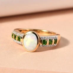 Natürlicher Äthiopischer Opal Und Natürlicher Chromdiopsid Ring 925 Silber Vergoldet (Größe 16.00) Ca. 1,49 Ct 10 Natürlicher Äthiopischer Opal Und Natürlicher Chromdiopsid Ring 925 Silber Vergoldet (Größe 16.00) Ca. 1,49 Ct -Schmuck Shoplc 7149459 1