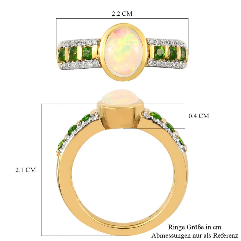 Natürlicher Äthiopischer Opal Und Natürlicher Chromdiopsid Ring 925 Silber Vergoldet (Größe 16.00) Ca. 1,49 Ct 9 Natürlicher Äthiopischer Opal Und Natürlicher Chromdiopsid Ring 925 Silber Vergoldet (Größe 16.00) Ca. 1,49 Ct – Bild 7