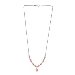 Pfirsich Opal Halskette, Ca. 45 Cm, 925 Silber Platiniert Ca. 3.83 Ct -Schmuck Shoplc 7152132 3