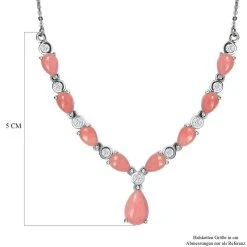 Pfirsich Opal Halskette, Ca. 45 Cm, 925 Silber Platiniert Ca. 3.83 Ct -Schmuck Shoplc 7152132 5