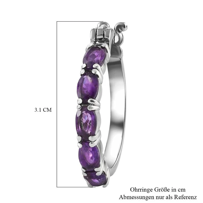 Afrikanische Amethyst Ohrringe, Edelstahl Ca. 4.00 Ct 7 Afrikanische Amethyst Ohrringe, Edelstahl Ca. 4.00 Ct – Bild 5
