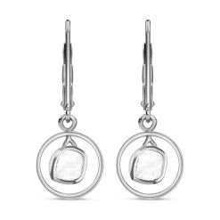 Handgearbeitete Polki-Diamant Ohrringe, 925 Silber Platiniert Ca. 0,20 Ct