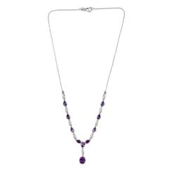 Natürliches, Marokkanisches Amethyst Collier, Ca. 45 Cm, 925 Silber Platiniert Ca. 5.58 Ct -Schmuck Shoplc 7152937 3