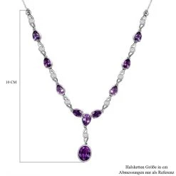 Natürliches, Marokkanisches Amethyst Collier, Ca. 45 Cm, 925 Silber Platiniert Ca. 5.58 Ct -Schmuck Shoplc 7152937 5