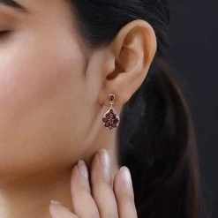 Rhodolith Granat-Ohrringe, 925 Silber Vergoldet Ca. 4,07 Ct -Schmuck Shoplc 7153244 2