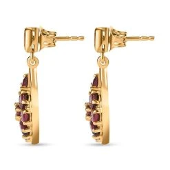 Rhodolith Granat-Ohrringe, 925 Silber Vergoldet Ca. 4,07 Ct -Schmuck Shoplc 7153244 4