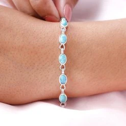 Sierra Nevada Türkis Und Eißer Zirkon Armband, Ca. 20 Cm, 925 Silber Platiniert Ca. 8.37 Ct -Schmuck Shoplc 7154021 2